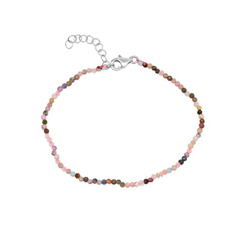 Fine Multicolor Tourmaline Sterling Silver Bracelet
