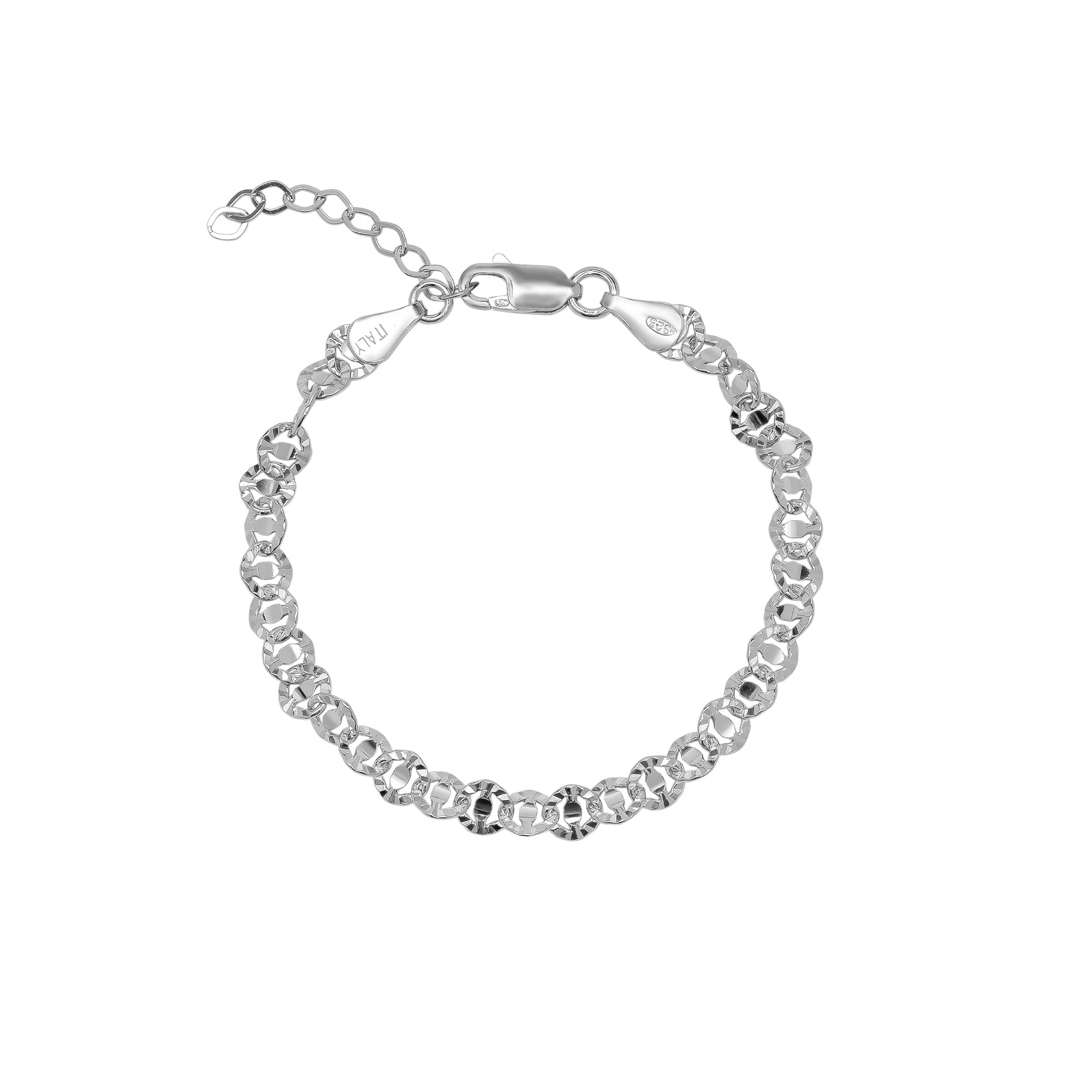 Floral Cut-Out Textured Link Chain Bracelet