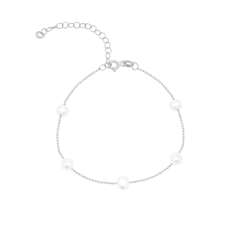 Satellite Natural Baroque Pearl Sterling Silver Bracelet