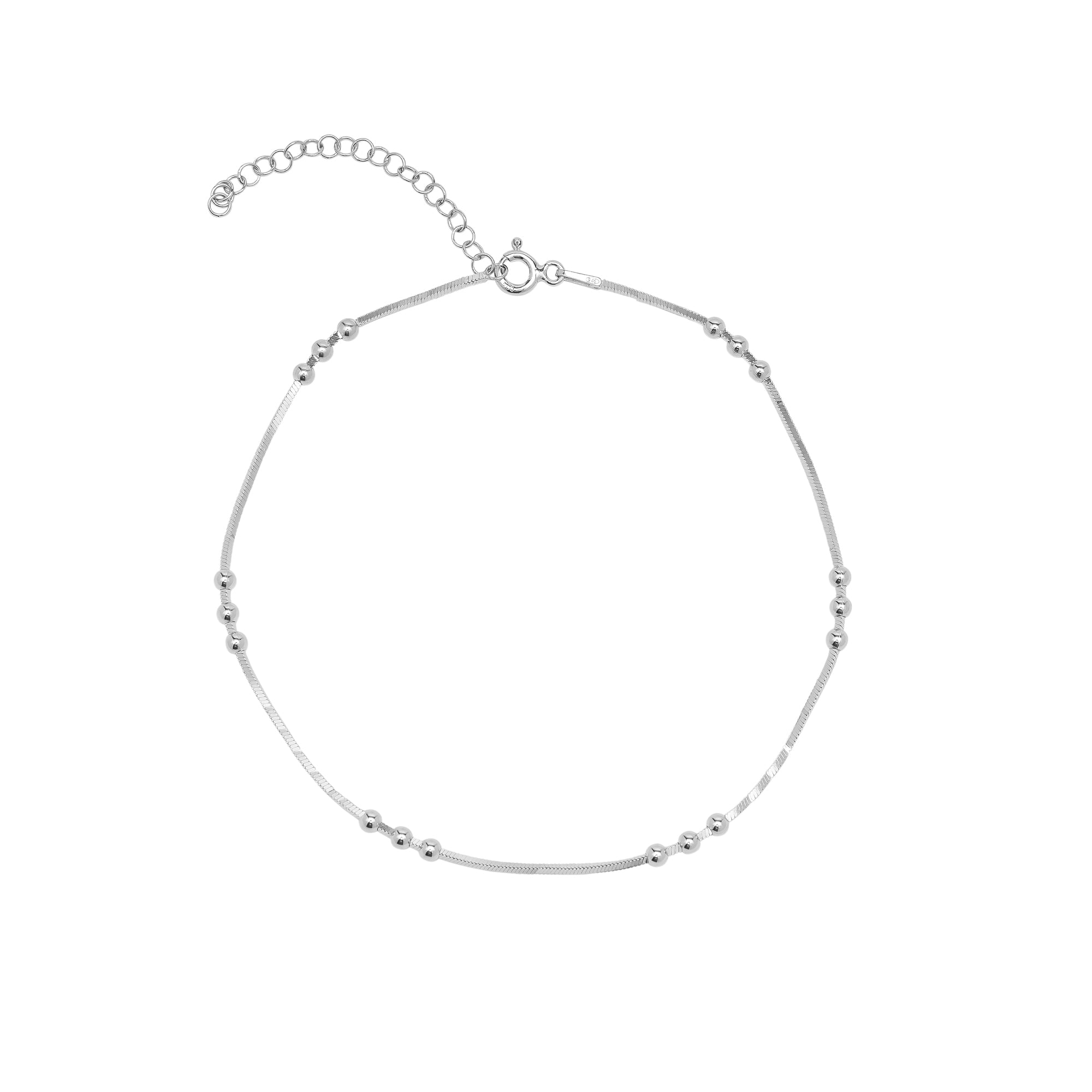 Sterling Silver Tree Bead Chain Anklet