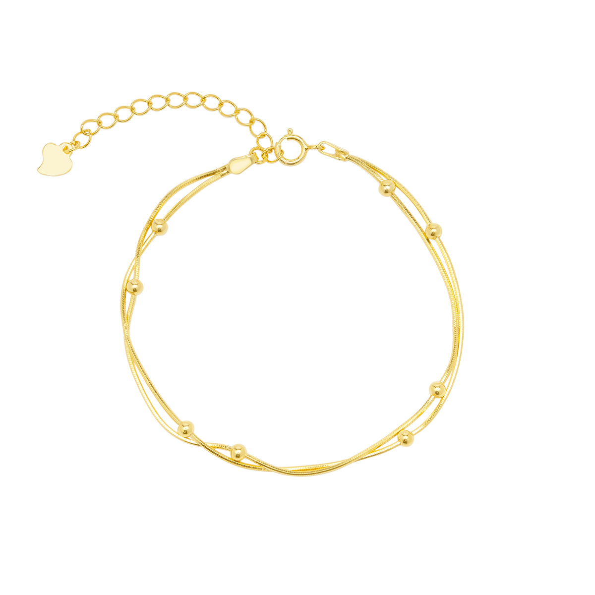 Italian Fine Sterling Silver Double Satellite Chain Bracelet