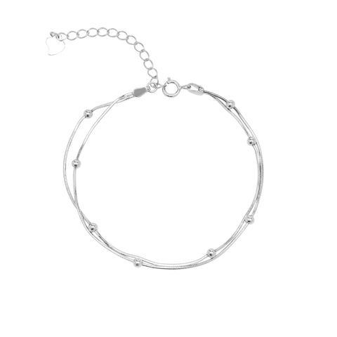 Italian Fine Sterling Silver Double Satellite Chain Bracelet