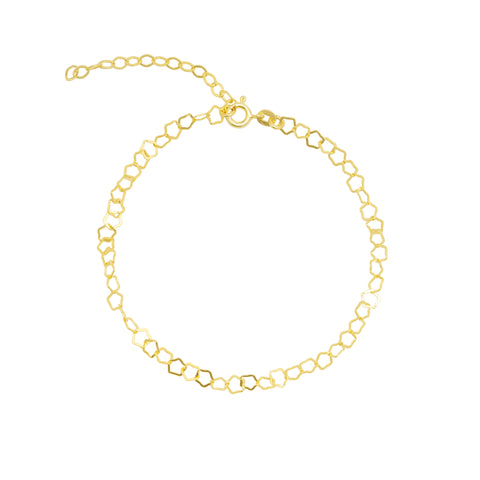 Pentagon Geometric Sterling Silver Link Bracelet & Anklet