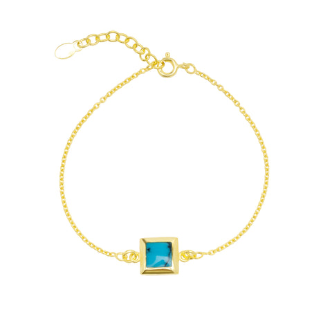 Turquoise Square Sterling Silver Bracelet