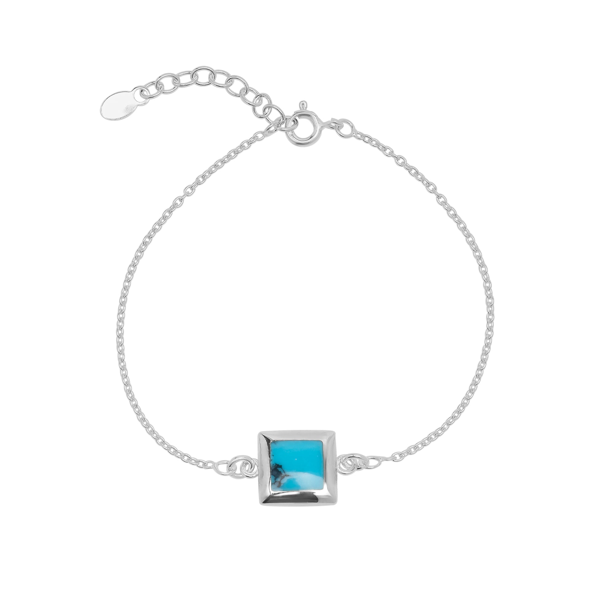 Turquoise Square Sterling Silver Bracelet