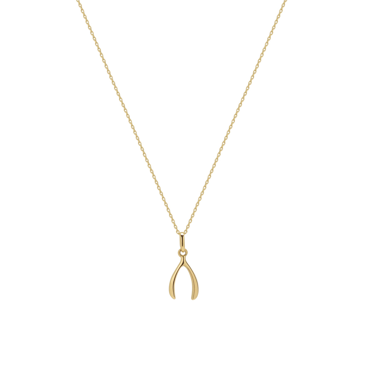 9ct Solid Gold Large Wishbone Necklace
