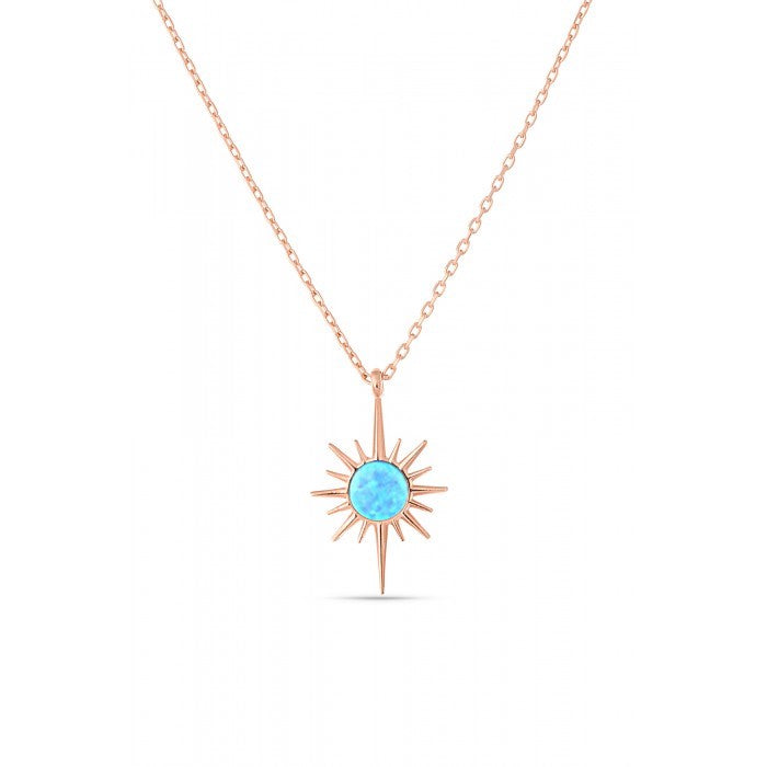 Blue Opal Northernstar Sterling Silver Pendant Necklace