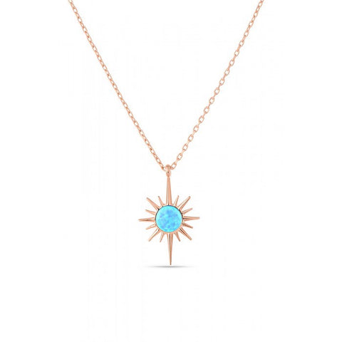 Blue Opal Northernstar Sterling Silver Pendant Necklace