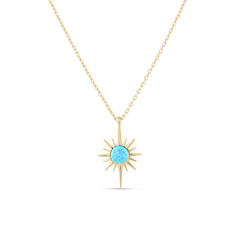 Blue Opal Northernstar Sterling Silver Pendant Necklace