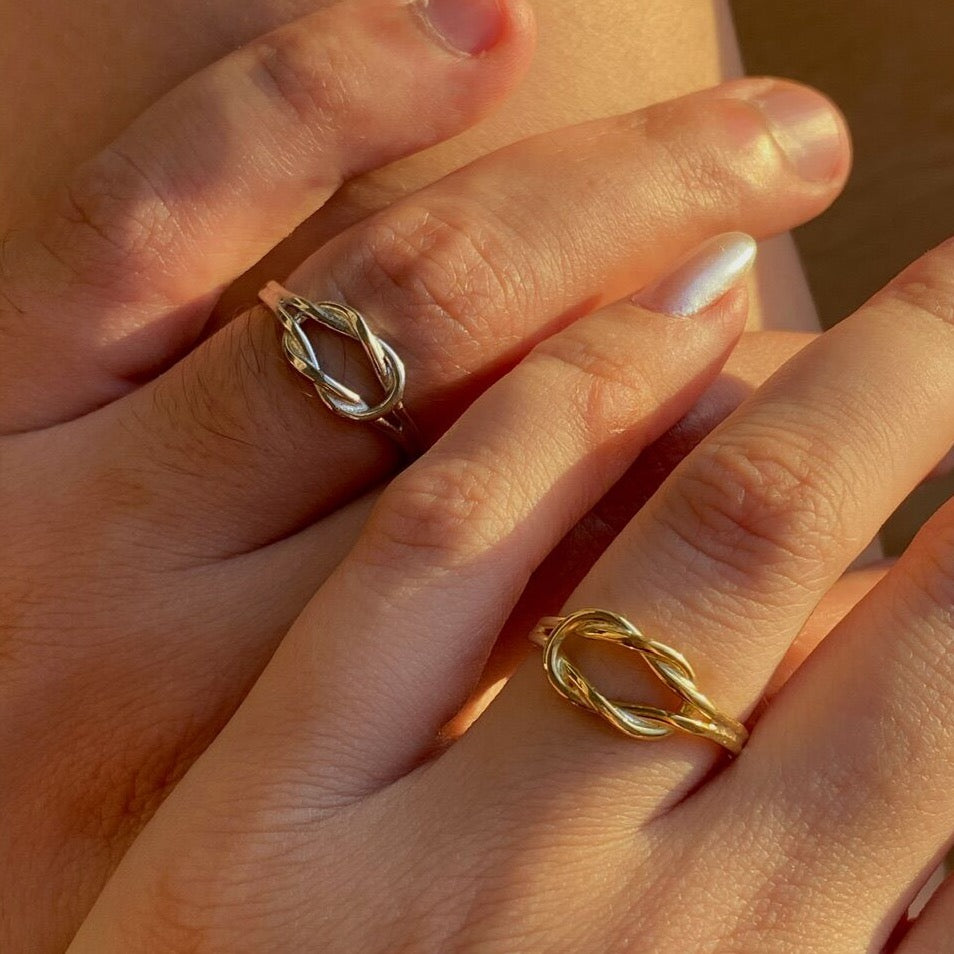 Knot Bracelet and Ring Set in Sterling Silver