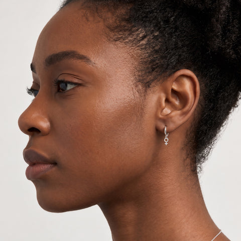 Feminine Venus Sterling Silver Hoop Drop Earrings