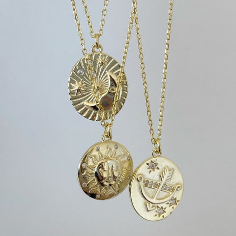 Moon Face Silhouette Sterling Silver Set Necklace and Ring