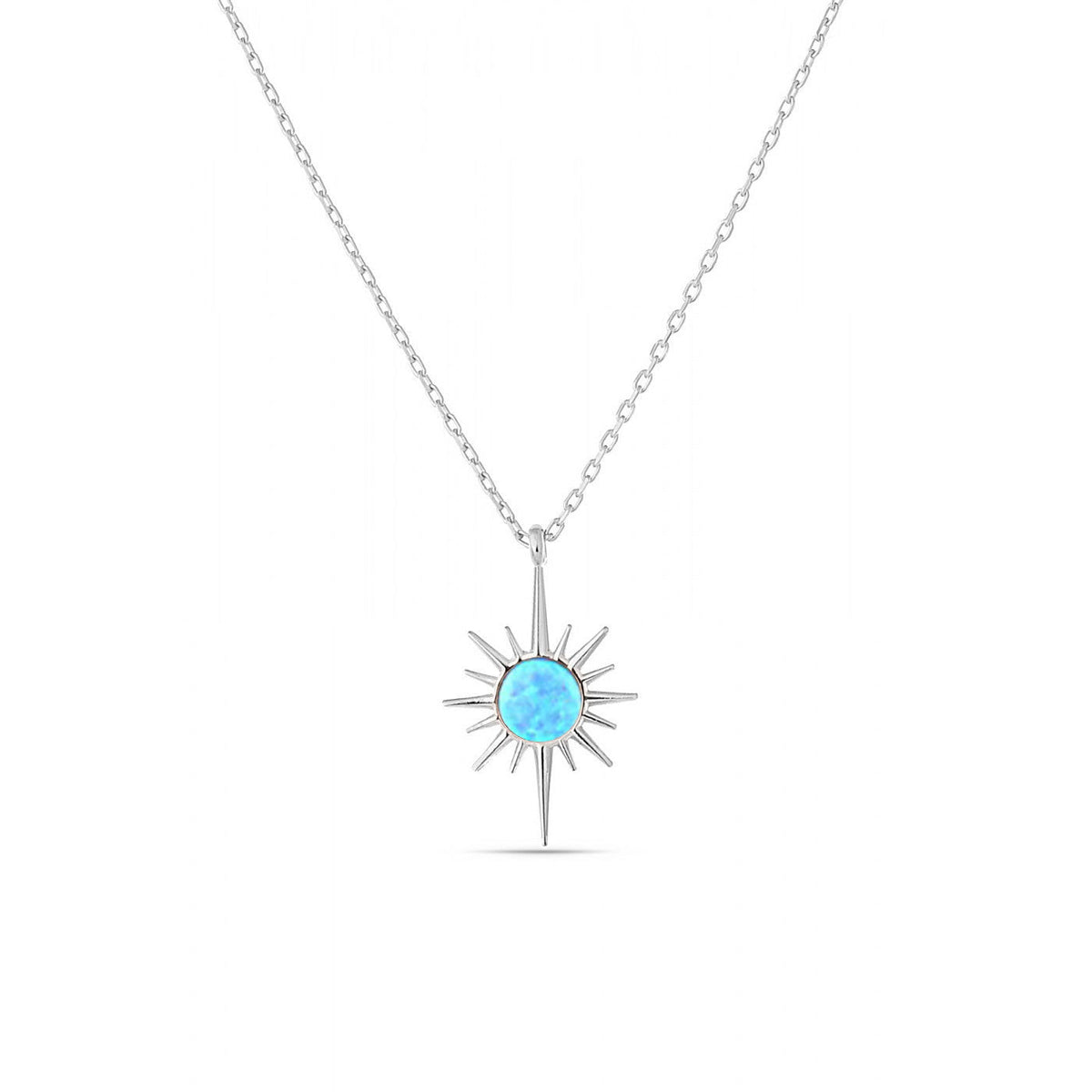Blue Opal Northernstar Sterling Silver Pendant Necklace