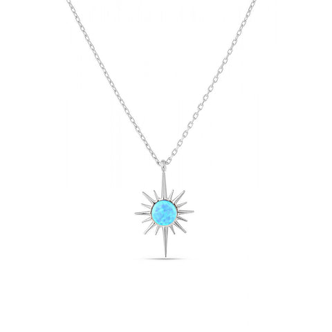 Blue Opal Northernstar Sterling Silver Pendant Necklace