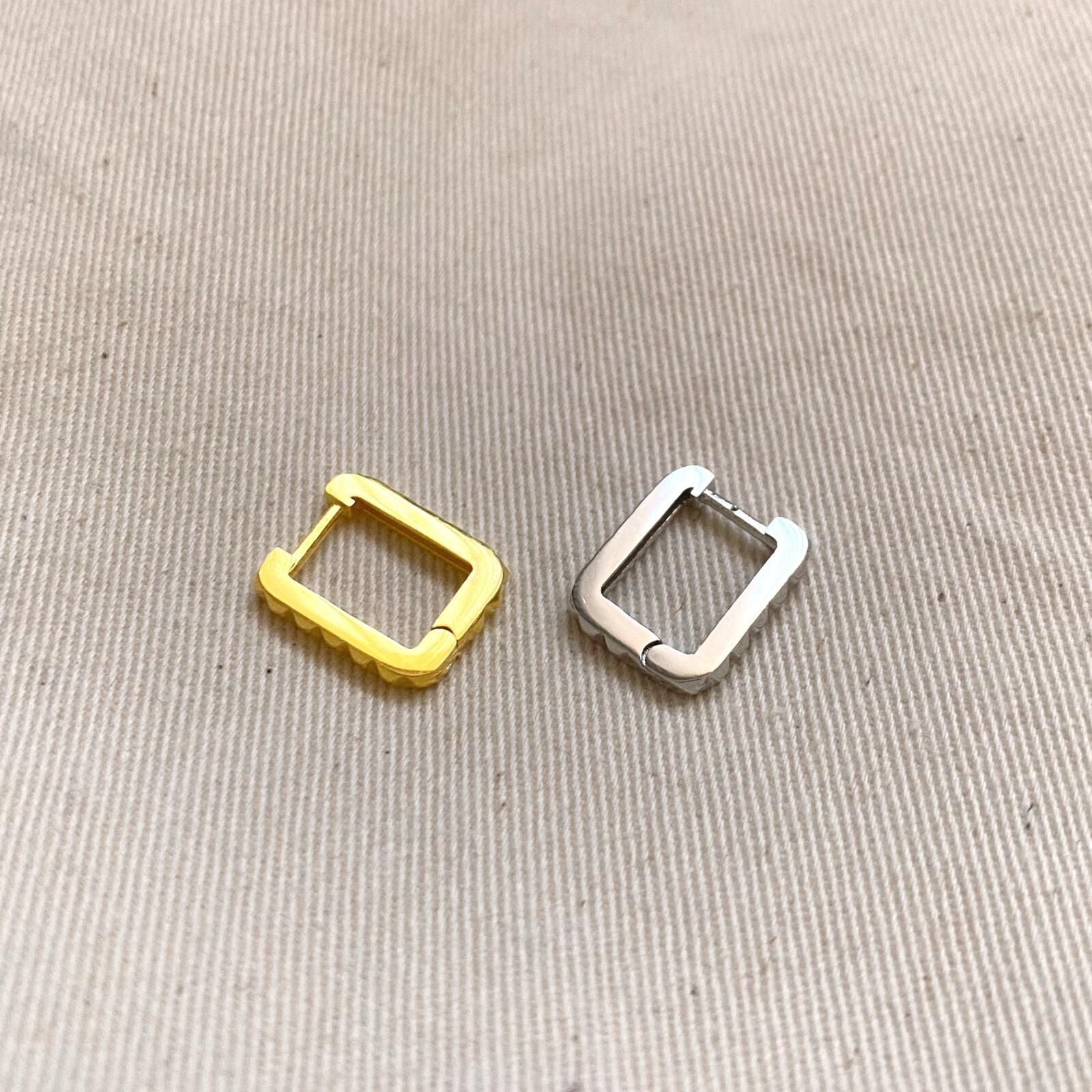 Sterling Silver Rectangular Hoop Earrings
