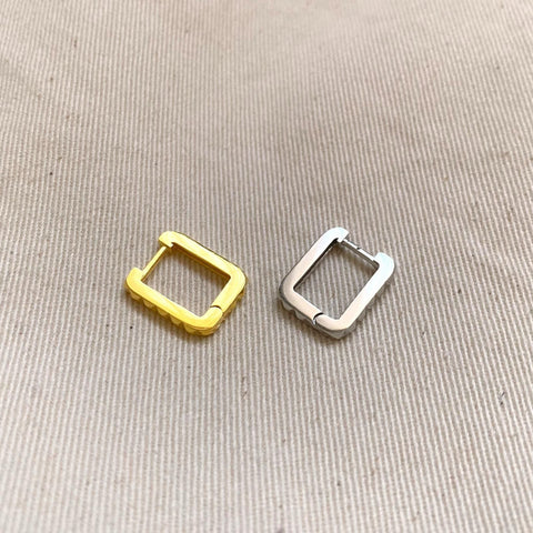 Sterling Silver Rectangular Hoop Earrings