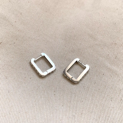 Sterling Silver Rectangular Hoop Earrings