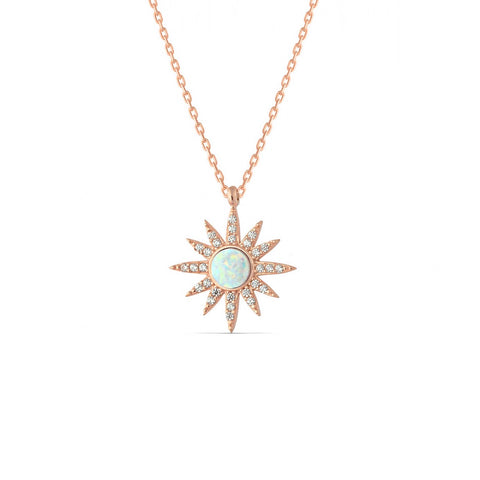 White Opal Sun Sterling Silver Necklace