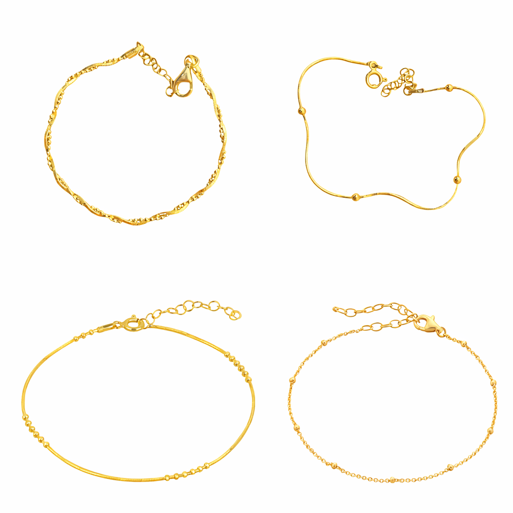 Sterling Silver Beaded Bracelet Layering Set