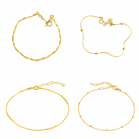 Sterling Silver Beaded Bracelet Layering Set