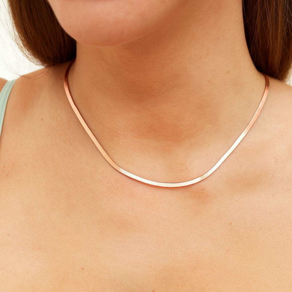 Bold Herringbone Sterling Silver Flat Snake Chain Necklace