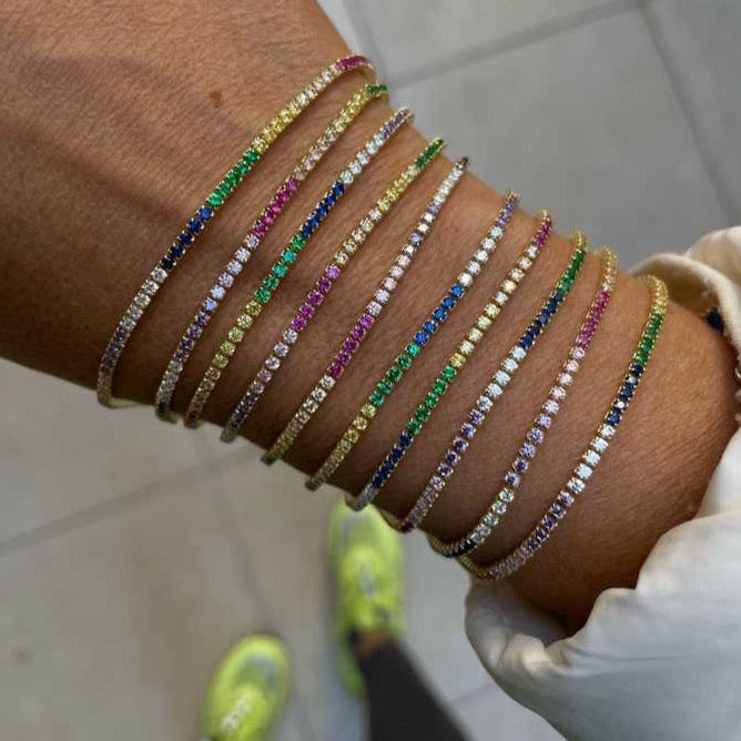 Rainbow Colourful Sterling Silver Tennis Bracelet