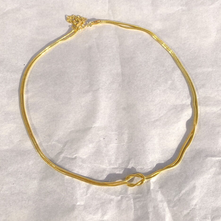 Knot Chain Choker Necklace in Sterling Silver