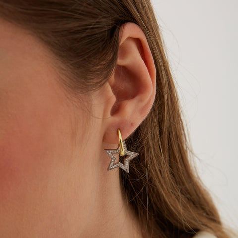 Sterling Silver Star Hoop Earrings