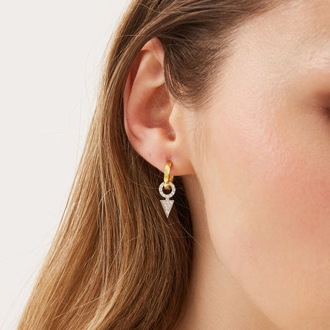 Sterling Silver Triangle Pave Hoop Earrings