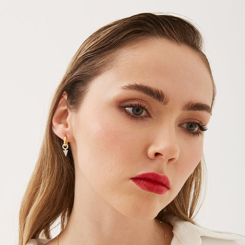 Sterling Silver Triangle Pave Hoop Earrings