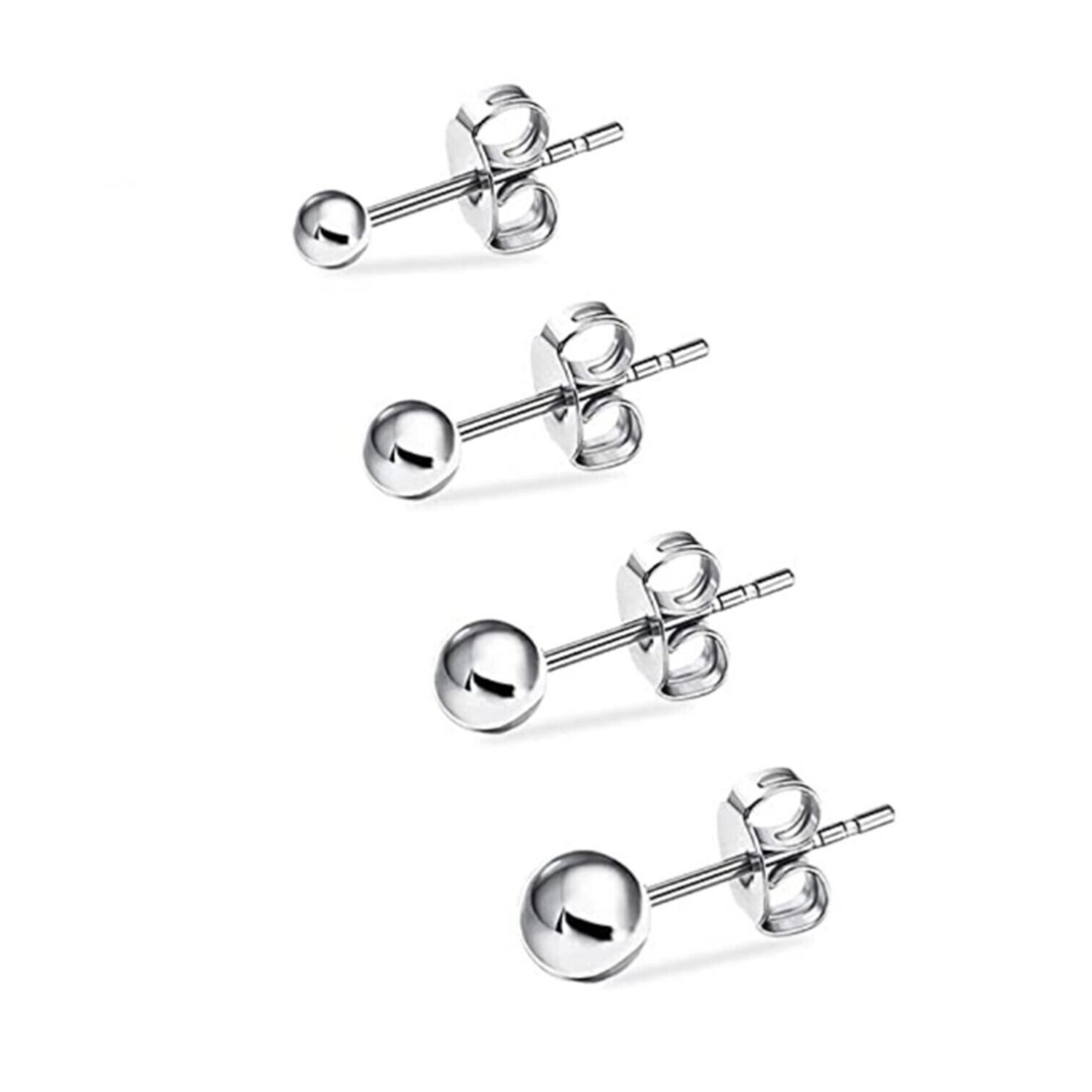 Sterling Silver Ball Sphere Stud Earring