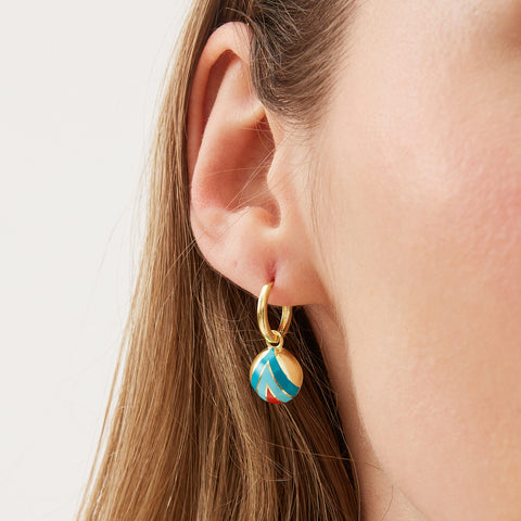 Enamel Blue Five Color Sterling Silver Earrings