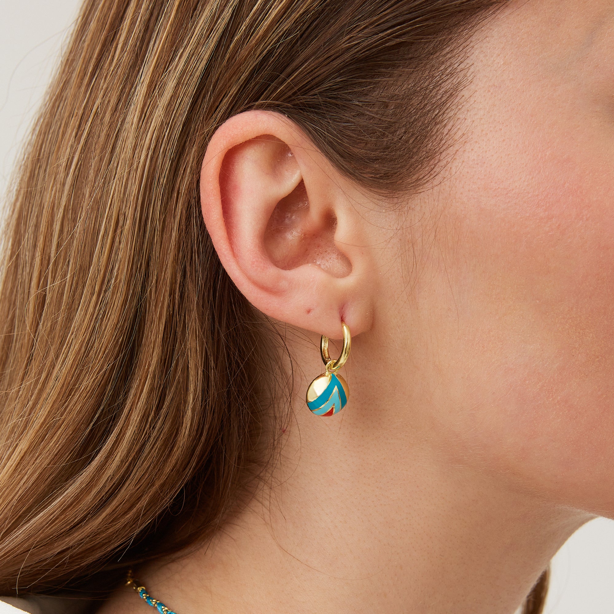 Enamel Blue Five Color Sterling Silver Earrings