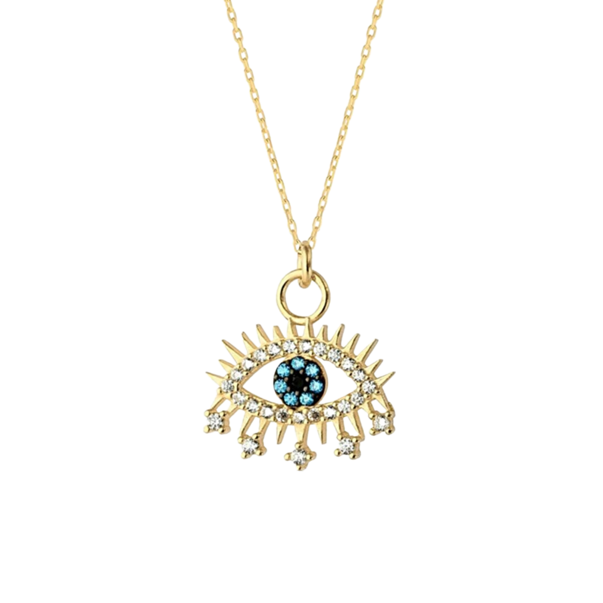 Evil Eye Earring Blue Eye Eyelash Sterling Silver Pendant Necklace