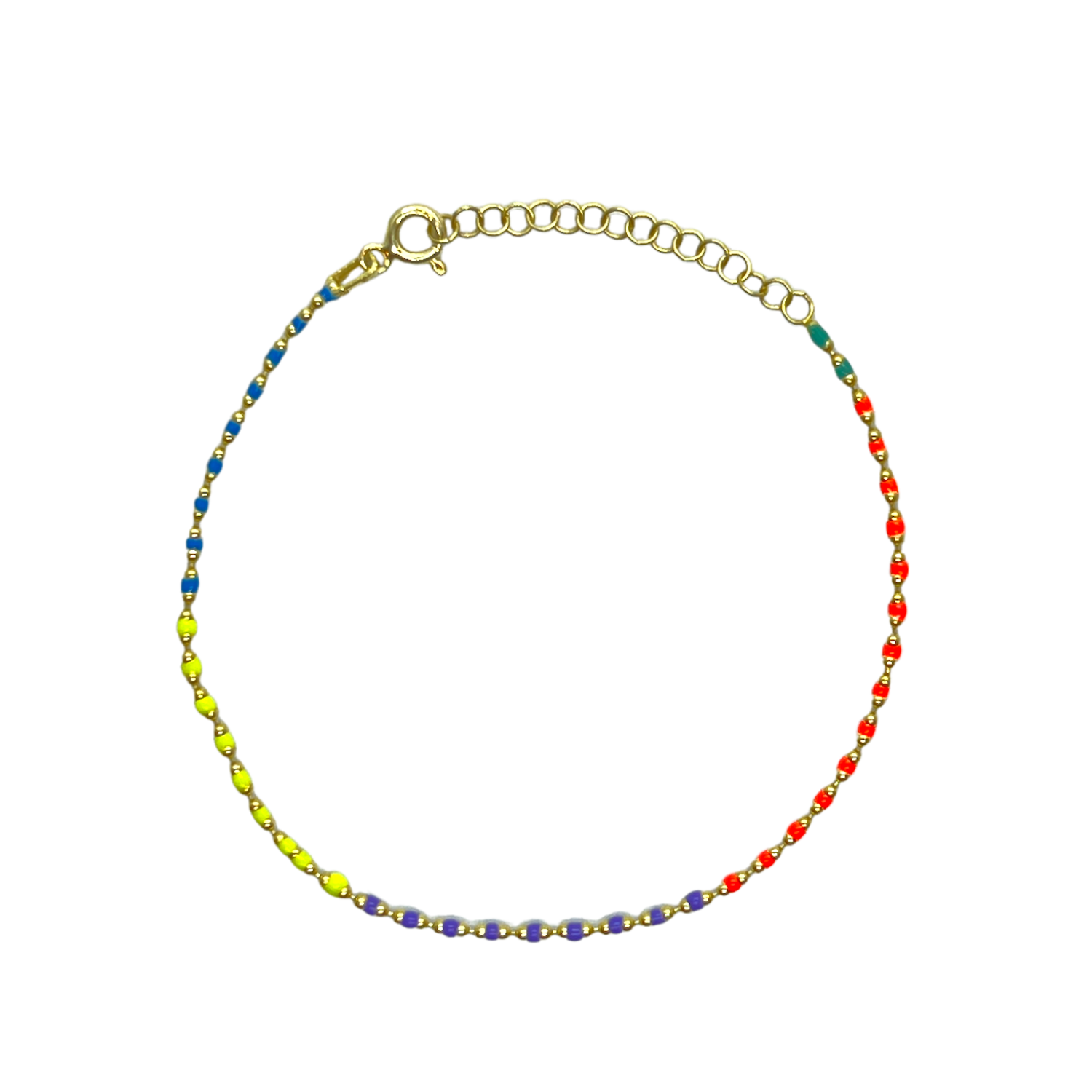 Sterling Silver Enamel Mine Beaded Colourful Rainbow Bracelet - Spero London