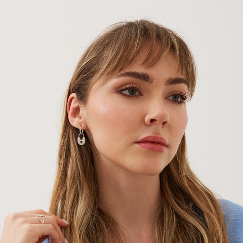 Lock Silver Hoop Sterling Silver Earrings