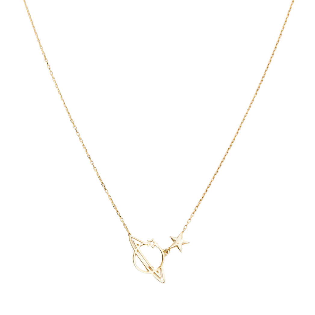 Sterling Silver Saturn Necklace - Spero London
