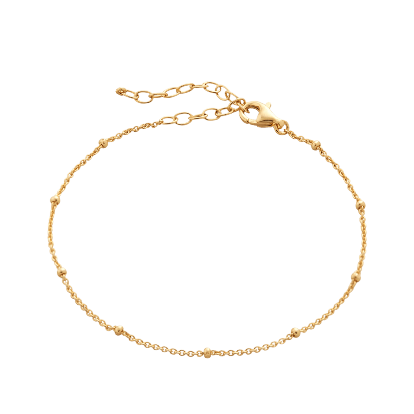 Bead Curb Chain Sterling Silver Adjustable Bracelet - Spero London