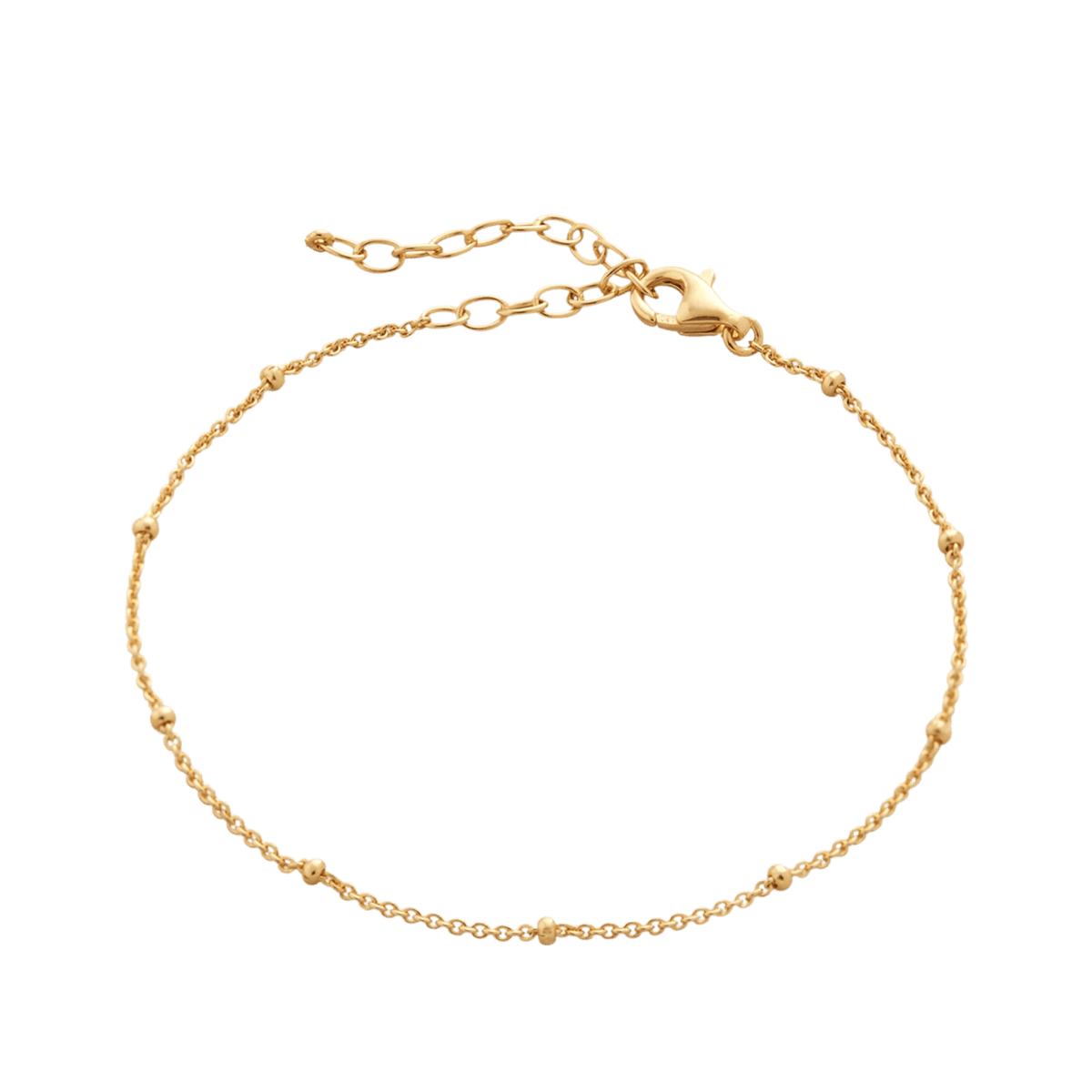 Bead Curb Chain Sterling Silver Adjustable Bracelet - Spero London