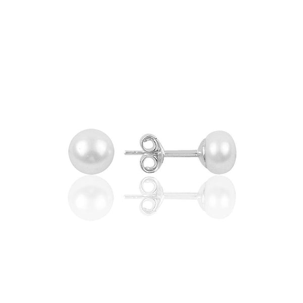Sterling Natural Pearl Stud Earrings
