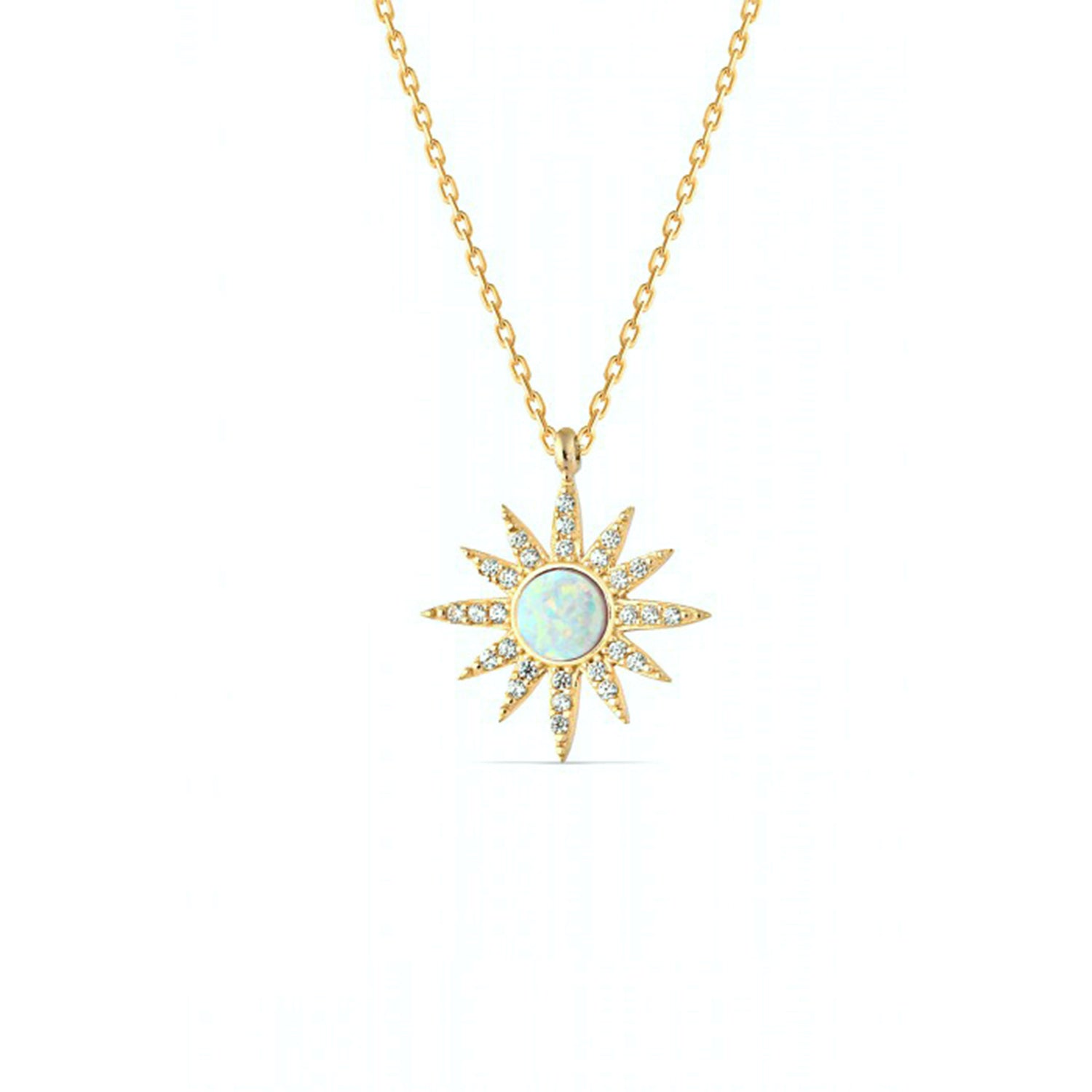 White Opal Sun Sterling Silver Necklace - Spero London