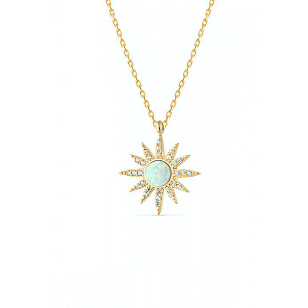 Opal Sun Sterling Silver Necklace