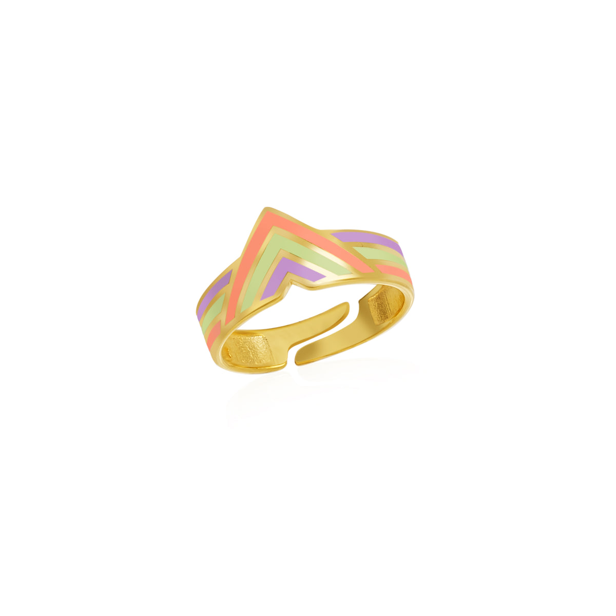 Enamel Pink Four Color Sterling Silver Arrow Band Ring