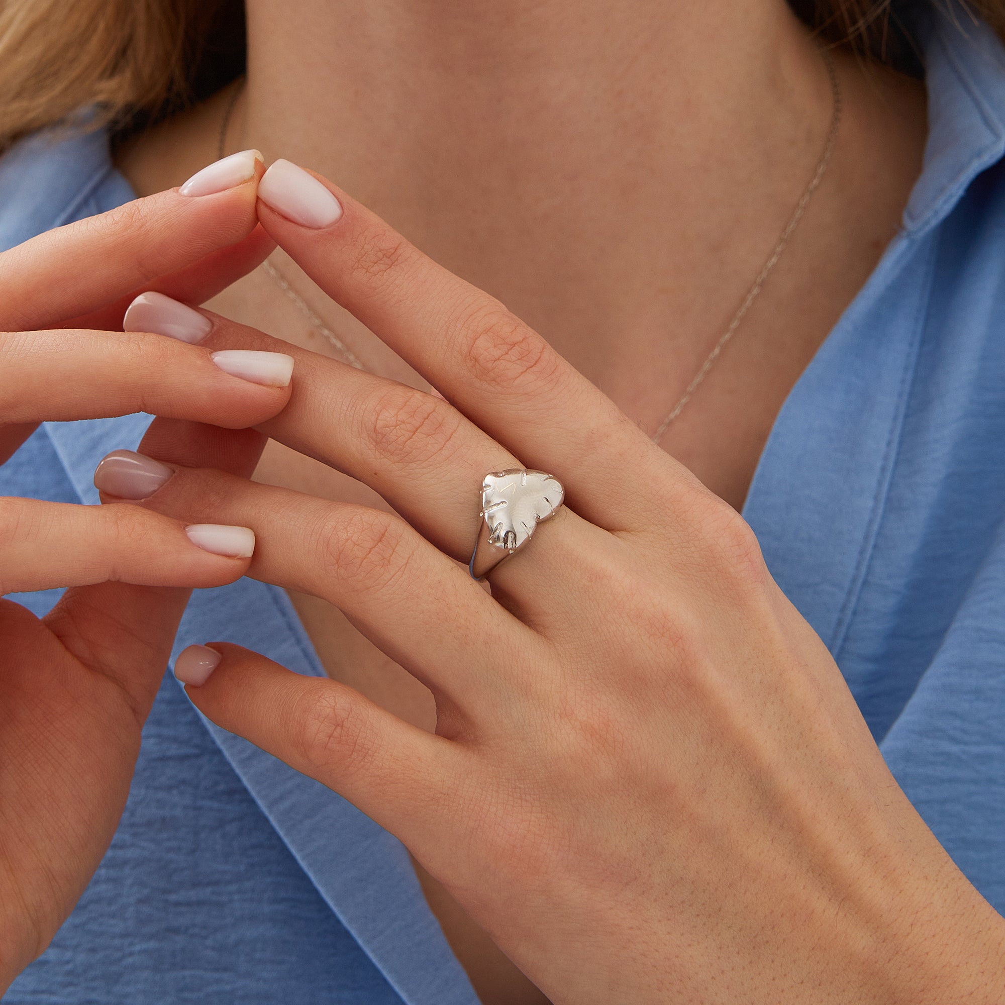 Sterling Silver Chunky Love Heart Signet Ring