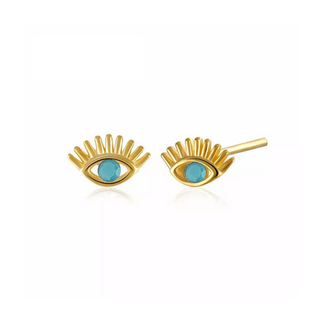 Turquoise Bleu Eye Stud Earrings Sterling Silver