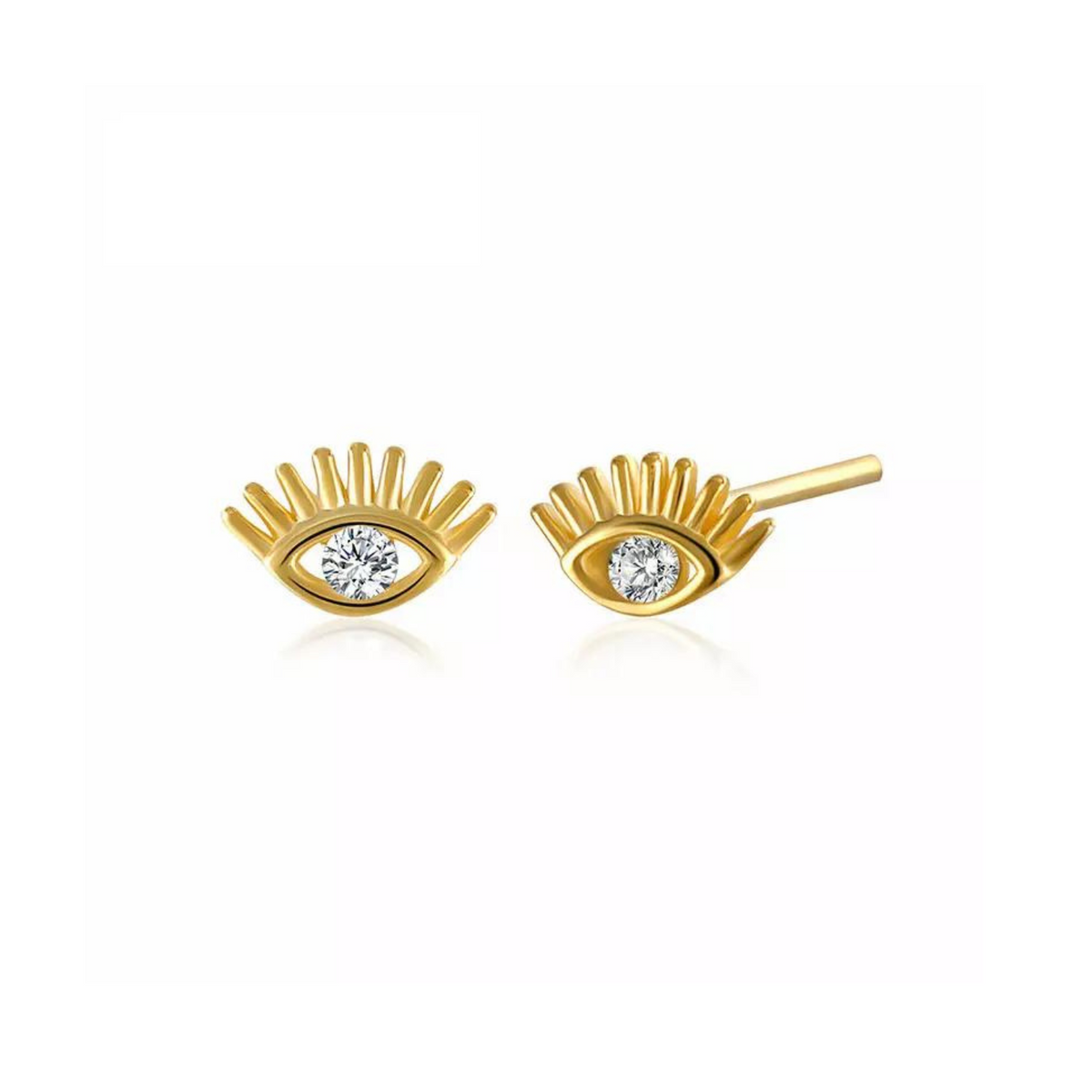 Sterling Silver Gold Eye Stud Earring - Spero London