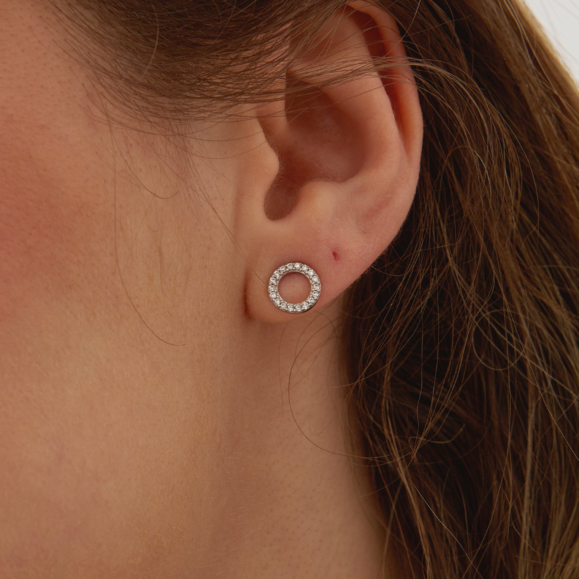 Sterling Silver Zirconia Circle Round Earring