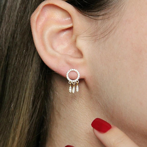 Sterling Silver Dreamcatcher Drop Earrings Stud