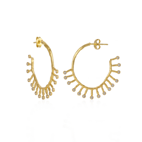Sterling Silver Crown Hoop Earrings