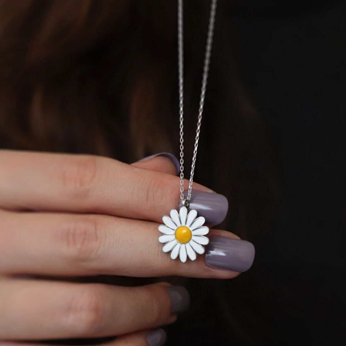 Sterling Silver Daisy Pendant Necklace - Spero London